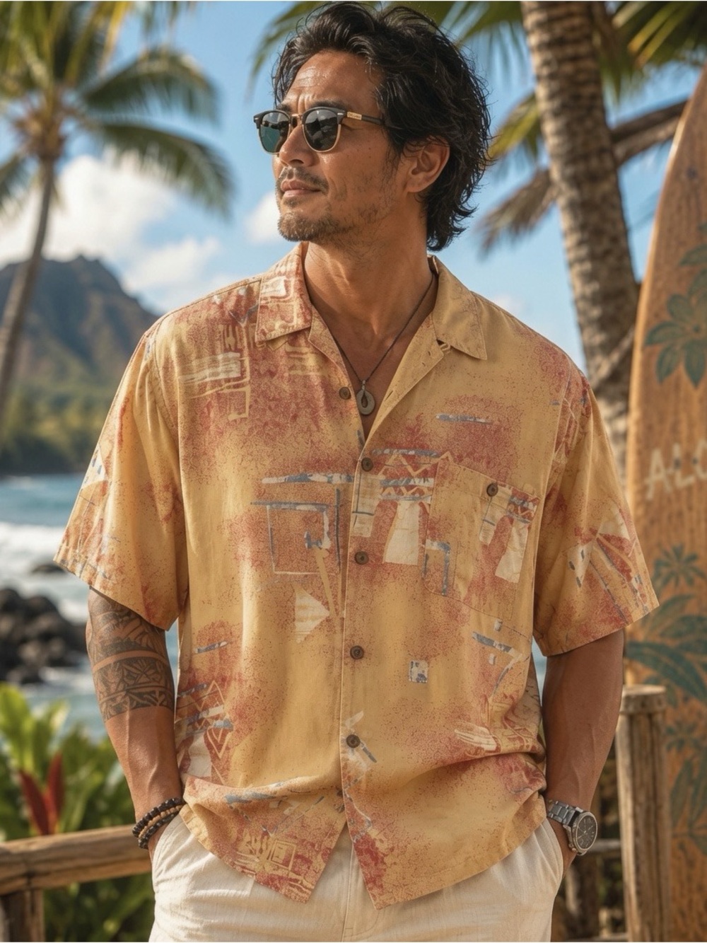 Bobby Chan 100% Silk Hawaiian Camp Shirt XL Golden Yellow Resort Aloha